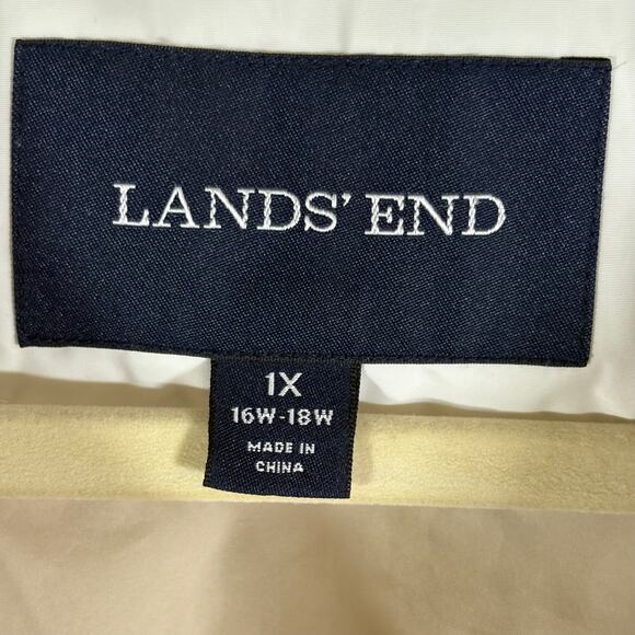 Lands' End Down Puffer Coat Woman's 1X Off White High Collar Winter Warm - Picture 11 of 15